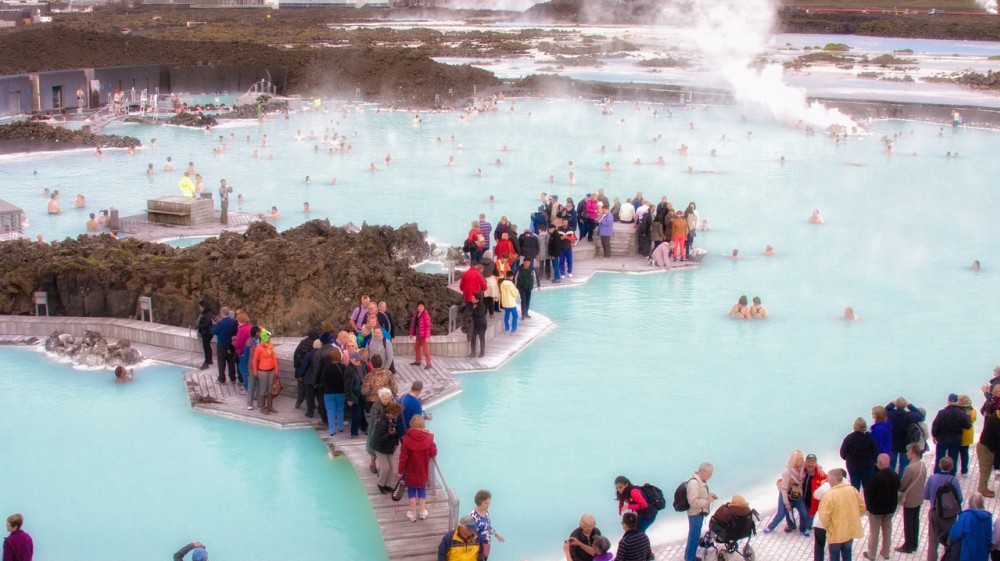 Tourists having bath at Hot springs